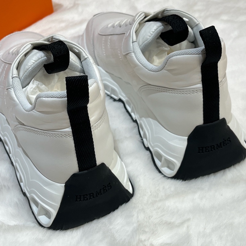 全新Hermès愛馬仕Impulse運動鞋，白色配黑色，37碼，意大利製造。皮革材質搭配厚底設計，時尚百-2