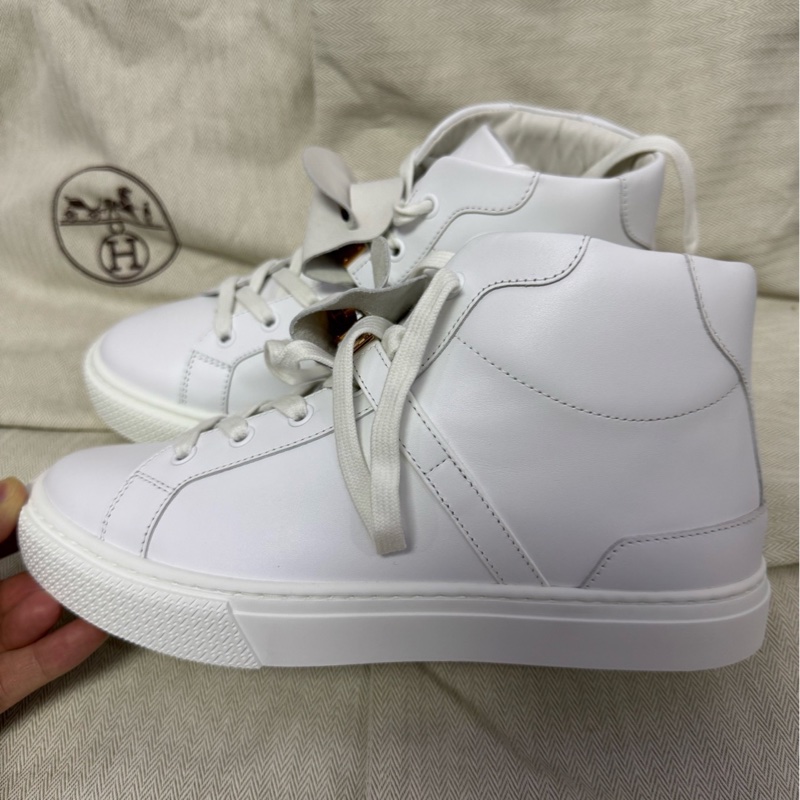 全新愛馬仕HERMES kelly 小白鞋 高幫 daydream 女鞋休閒鞋 板鞋 全新有塵袋 38碼-2