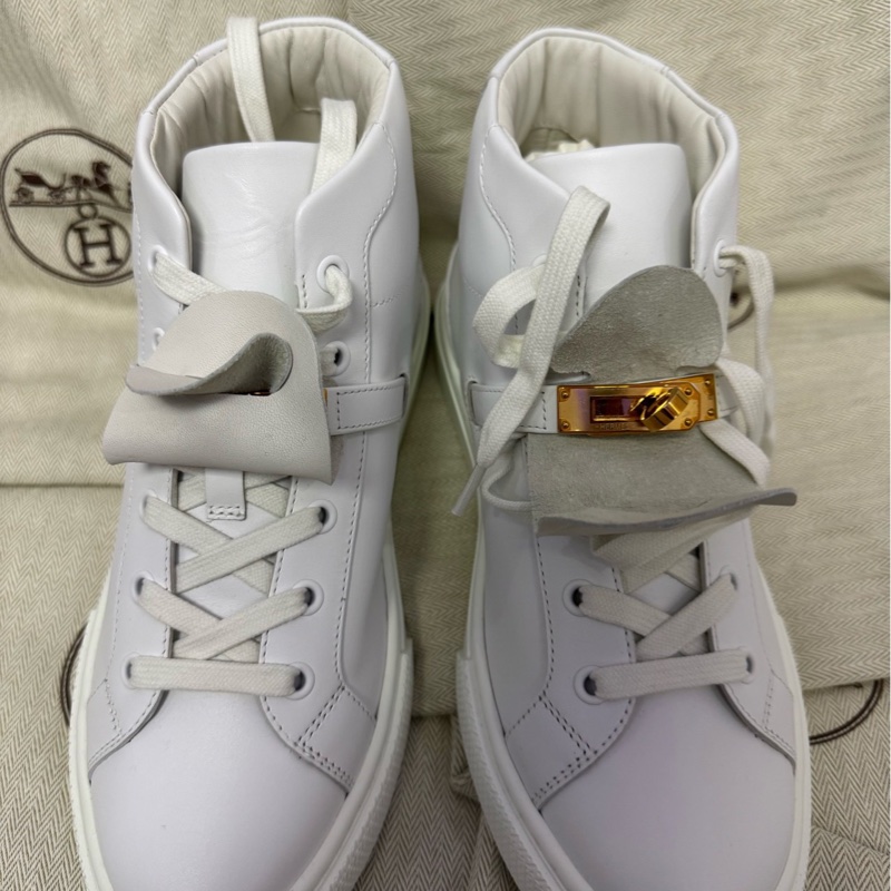 全新愛馬仕HERMES kelly 小白鞋 高幫 daydream 女鞋休閒鞋 板鞋 全新有塵袋 38碼-3