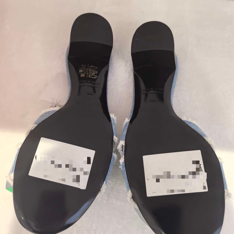 HERMES愛馬仕Oasis牛仔涼鞋 37碼跟涼拖鞋 送禮好物~-5