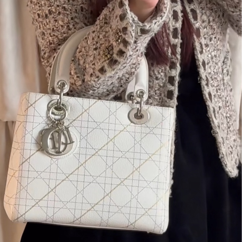 ✨Dior 白色全皮 五格黛妃包 有保卡🤍-1