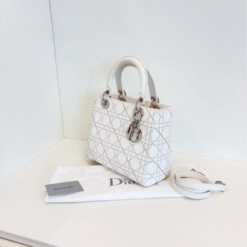 ✨Dior 白色全皮 五格黛妃包 有保卡🤍-4