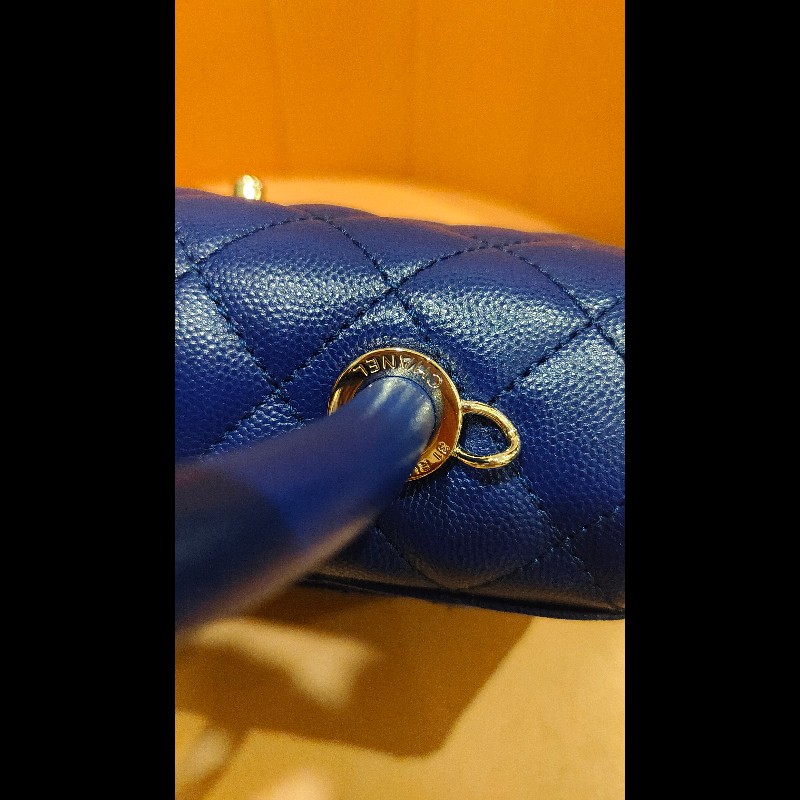CHANEL Coco Handle Flap Matelasse 手提包 包包 皮革 女士藍色 A92990-2