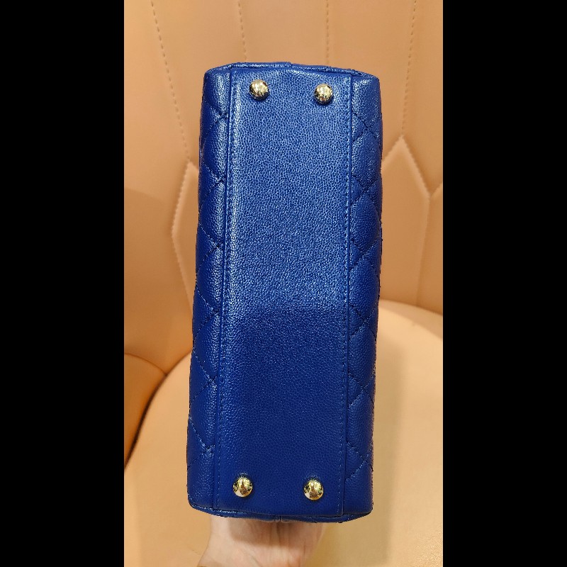 CHANEL Coco Handle Flap Matelasse 手提包 包包 皮革 女士藍色 A92990-7