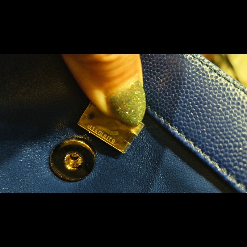 CHANEL Coco Handle Flap Matelasse 手提包 包包 皮革 女士藍色 A92990-19