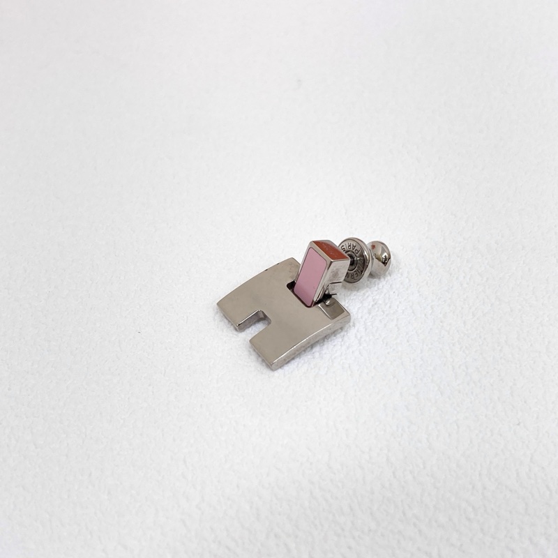 愛馬仕HERMES粉色拼銀色EILEEN H耳環 H616201 拍拍圈-9