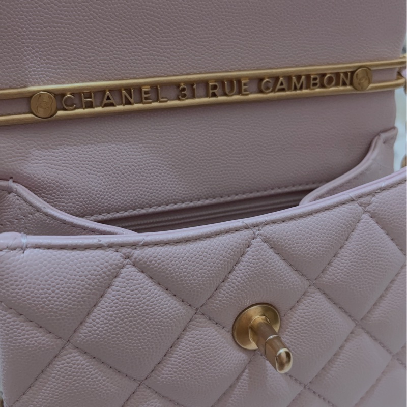 🩷CHANEL 淡粉紫金復古金扣 手柄鏈條 芯片款 限量季節款 閒置近全新-3