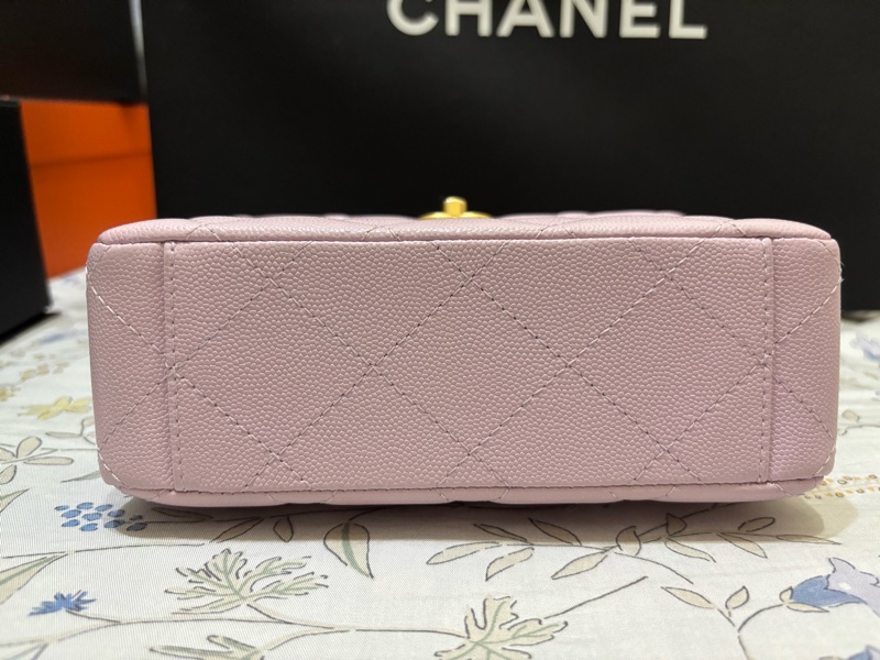 🩷CHANEL 淡粉紫金復古金扣 手柄鏈條 芯片款 限量季節款 閒置近全新-4
