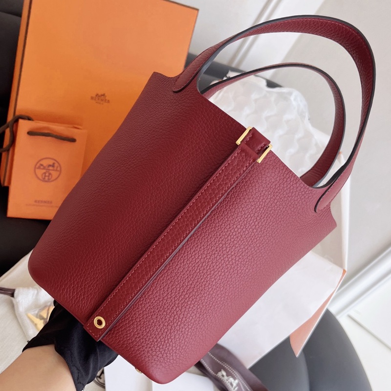 【全新品】愛馬仕Hermes picotin18 菜籃子 紅金扣tc皮K刻全模-1