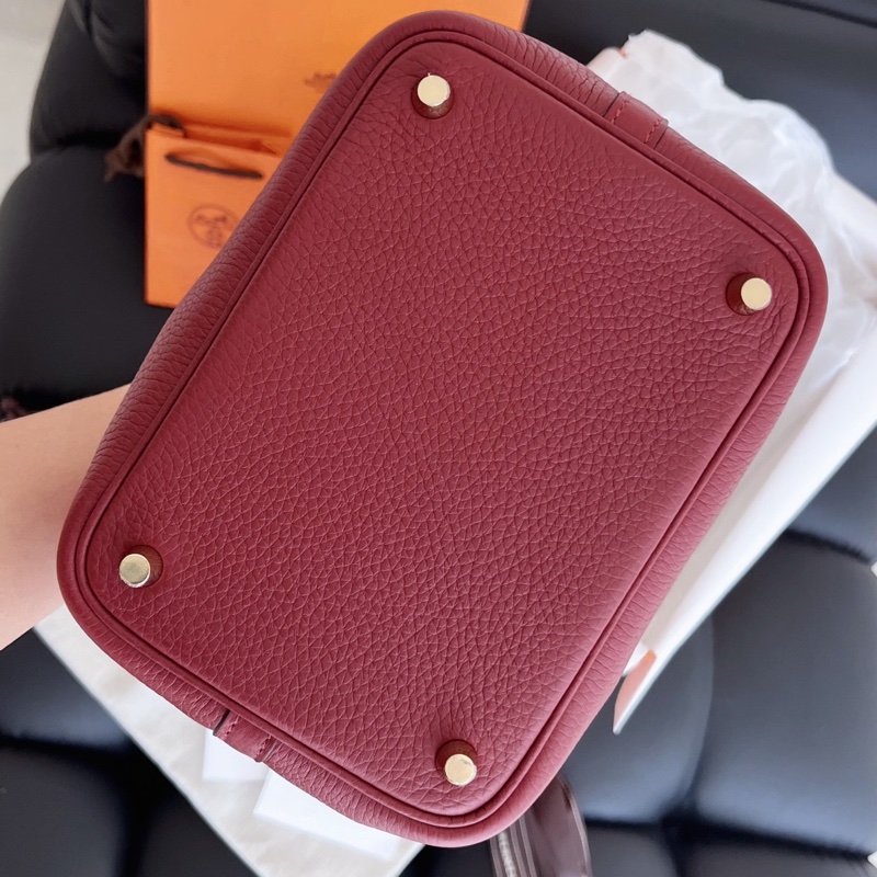 【全新品】愛馬仕Hermes picotin18 菜籃子 紅金扣tc皮K刻全模-3