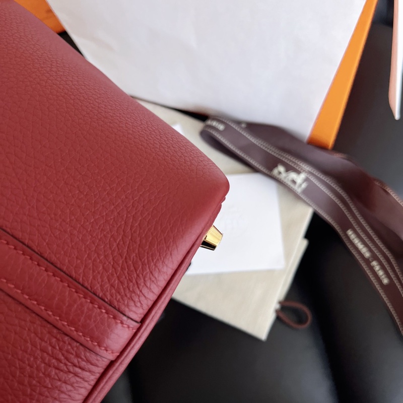 【全新品】愛馬仕Hermes picotin18 菜籃子 紅金扣tc皮K刻全模-8