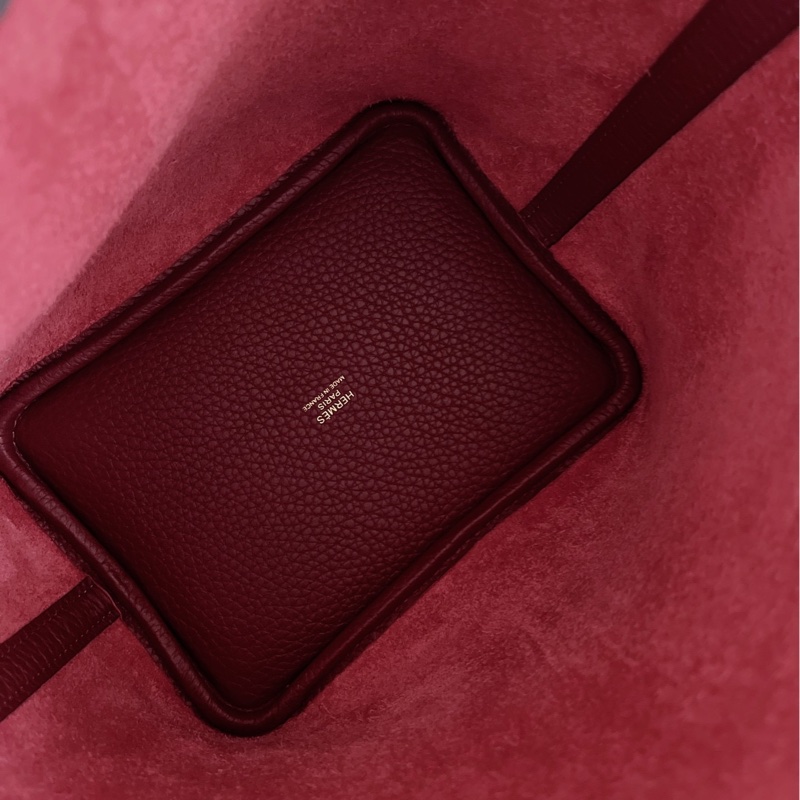 【全新品】愛馬仕Hermes picotin18 菜籃子 紅金扣tc皮K刻全模-10
