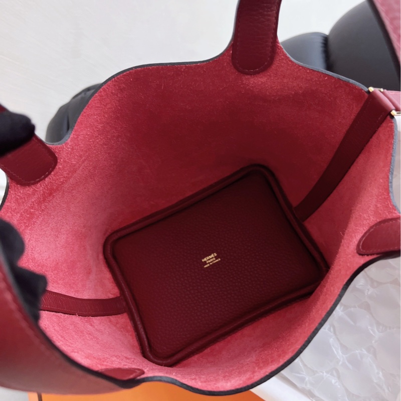 【全新品】愛馬仕Hermes picotin18 菜籃子 紅金扣tc皮K刻全模-11
