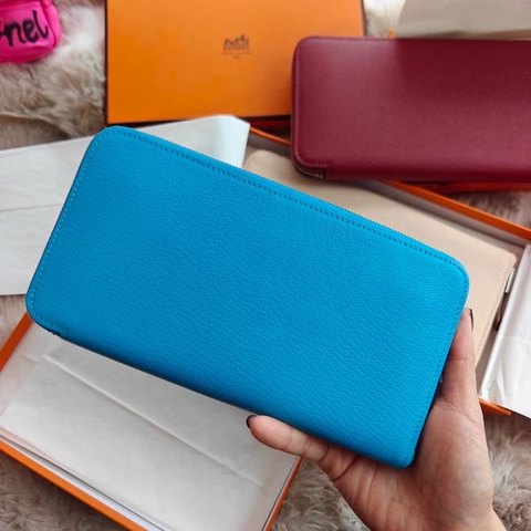 【近新閒置品】愛馬仕Hermes長款錢包愛馬仕藍色Azap拉鍊錢包P3北方藍長夾證件票卡