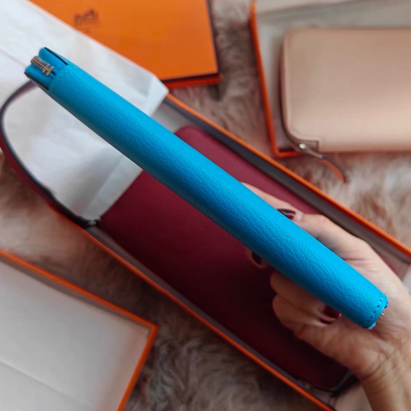 【近新閒置品】愛馬仕Hermes長款錢包愛馬仕藍色Azap拉鍊錢包P3北方藍長夾證件票卡-2