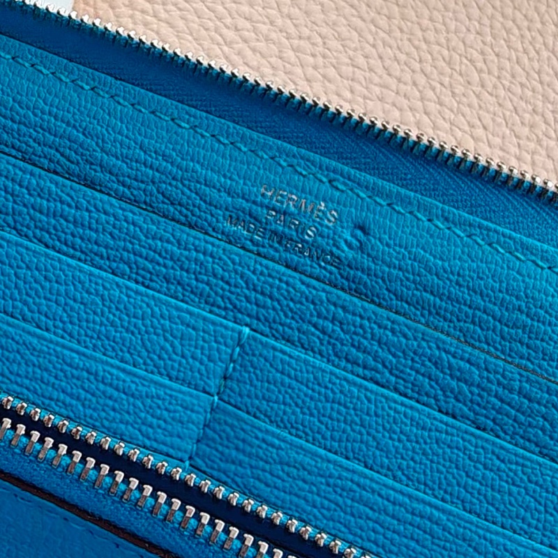 【近新閒置品】愛馬仕Hermes長款錢包愛馬仕藍色Azap拉鍊錢包P3北方藍長夾證件票卡-8