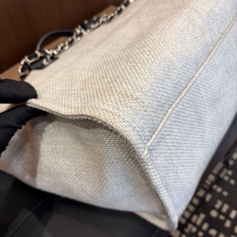 Chanel香奈兒黑白熊貓色沙灘包38cm 手提單肩托特包  無附件-11