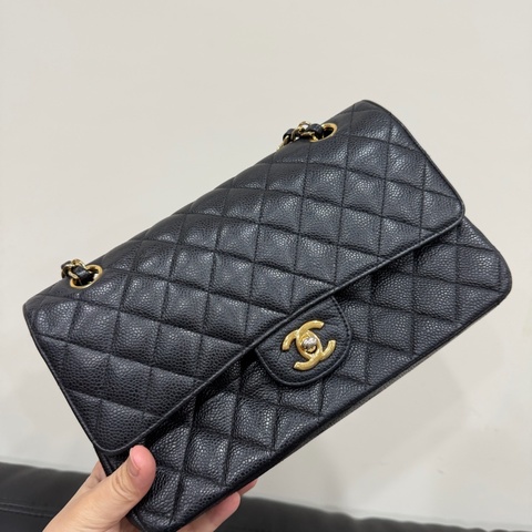 classic flap 25 cf25 黑色金扣