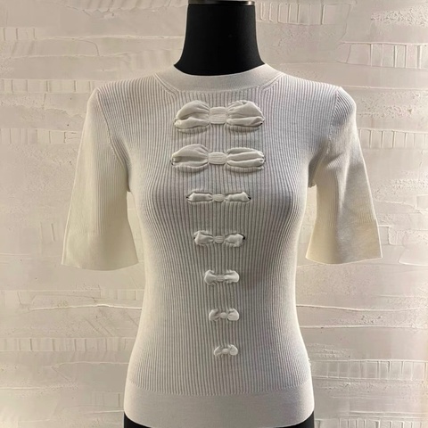 Chanel香奈兒蝴蝶結白色短袖