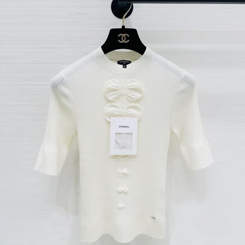 Chanel香奈兒蝴蝶結白色短袖-2