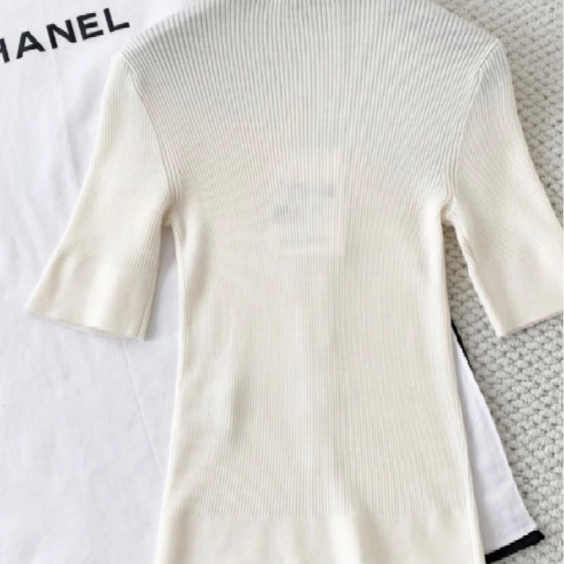 Chanel香奈兒蝴蝶結白色短袖-3
