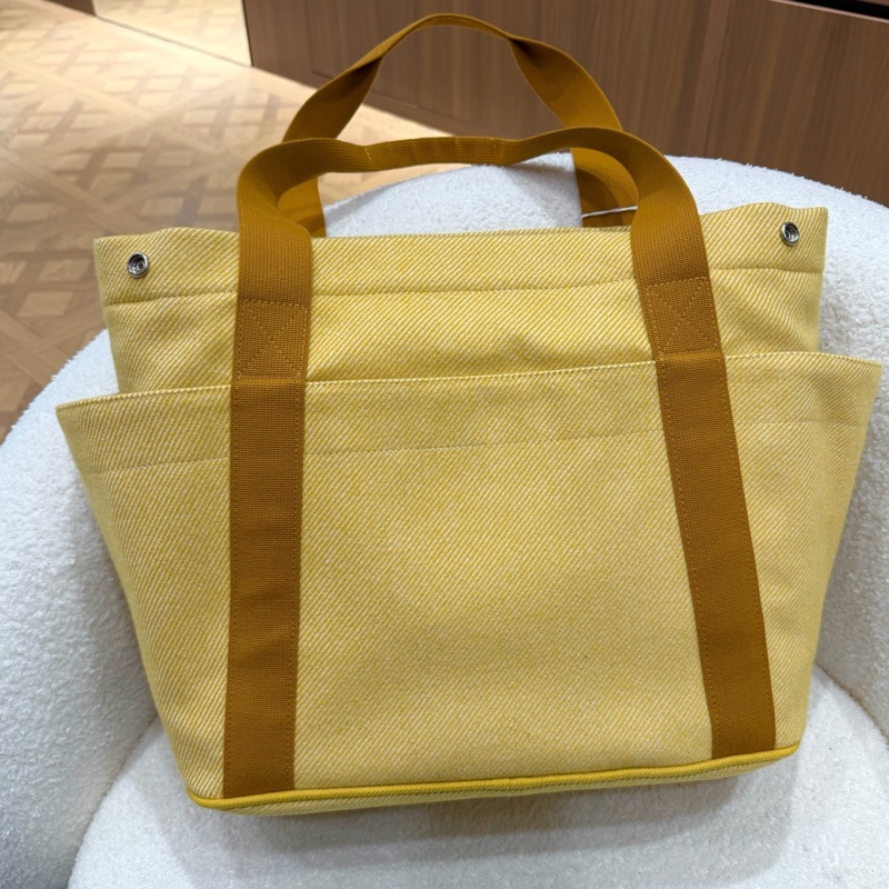 99新 HERMES愛馬仕 Animo Natte 50 小馬刺繡羊毛 育嬰包手提包媽咪包 奶黃色 自帶內膽-1