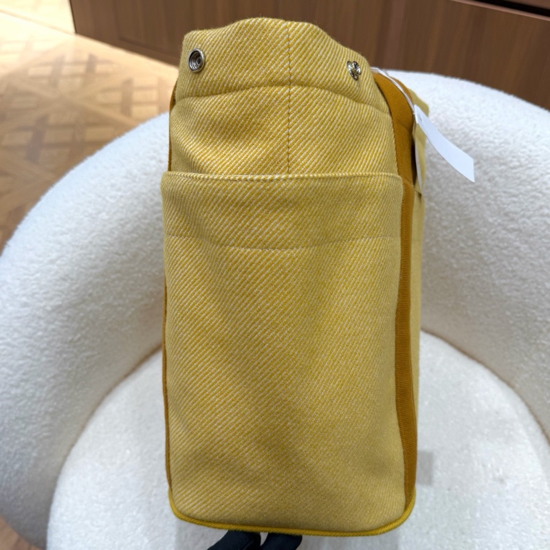 99新 HERMES愛馬仕 Animo Natte 50 小馬刺繡羊毛 育嬰包手提包媽咪包 奶黃色 自帶內膽-2