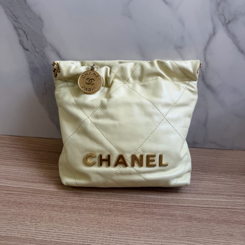 香奈兒 22bag mini 小雞黃 晶片款-0