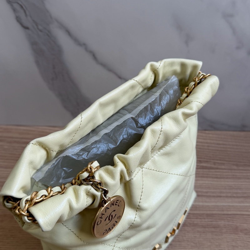 香奈兒 22bag mini 小雞黃 晶片款-4