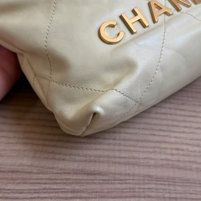 香奈兒 22bag mini 小雞黃 晶片款-12
