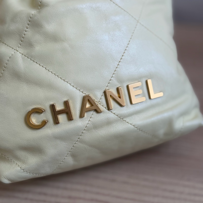 香奈兒 22bag mini 小雞黃 晶片款-18