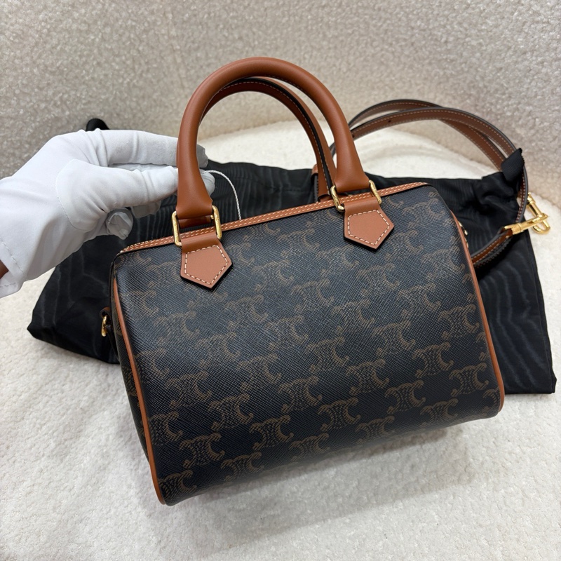 99新 Celine 凱旋門老花Logo波士頓手提斜挎包 底長20cm 有防塵袋-0