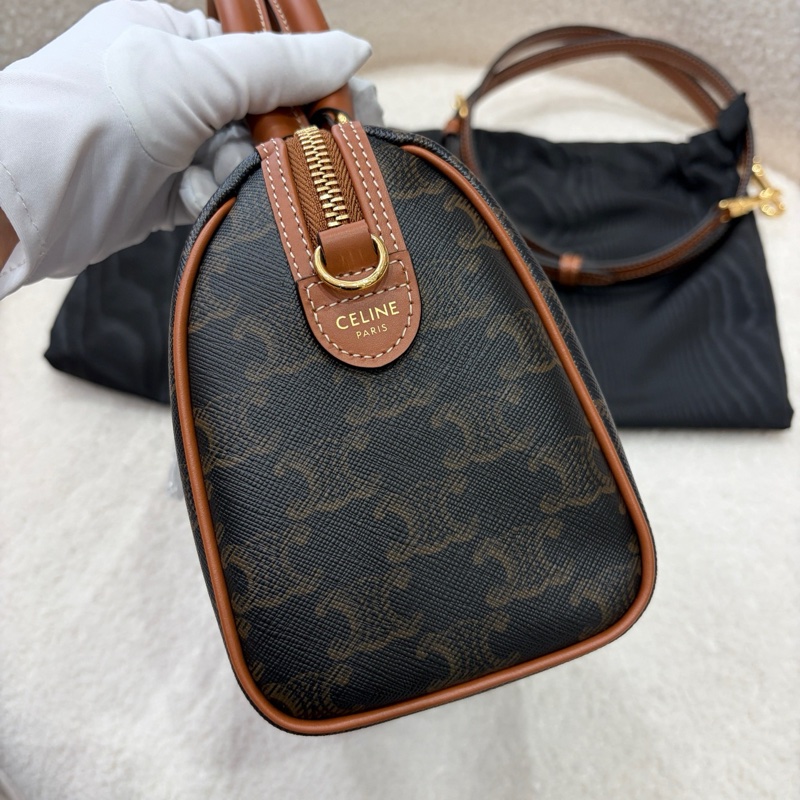 99新 Celine 凱旋門老花Logo波士頓手提斜挎包 底長20cm 有防塵袋-3