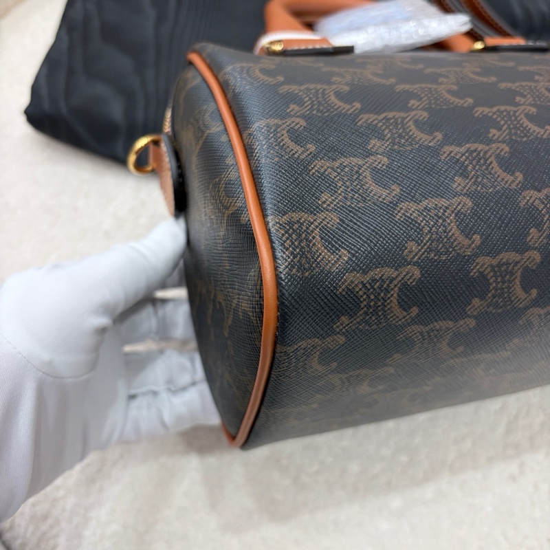 99新 Celine 凱旋門老花Logo波士頓手提斜挎包 底長20cm 有防塵袋-8