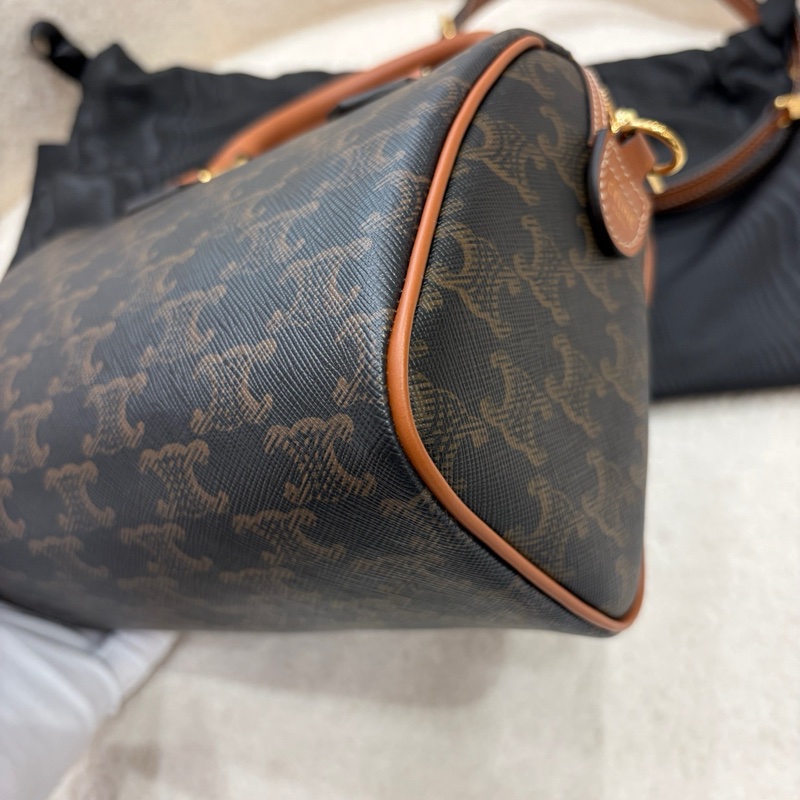 99新 Celine 凱旋門老花Logo波士頓手提斜挎包 底長20cm 有防塵袋-9