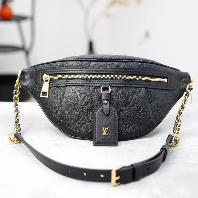 Louis Vuitton/路易威登 High Rise黑色壓紋牛皮腰包 近全新-0