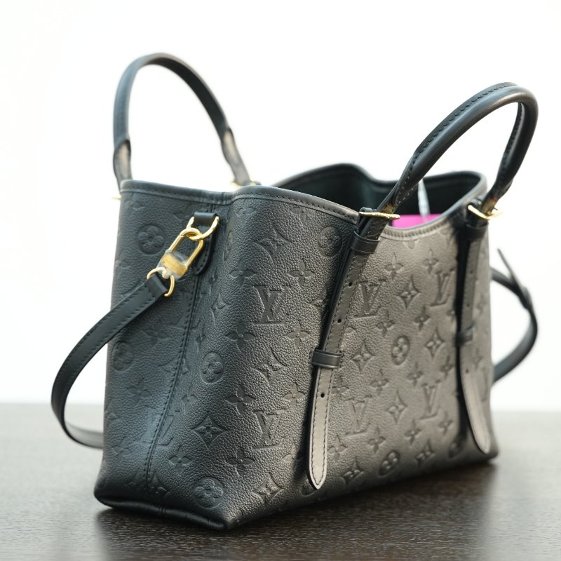 近全新 Louis Vuitton/路易威登 Babylon黑色壓紋牛皮托特 附原裝肩帶-3