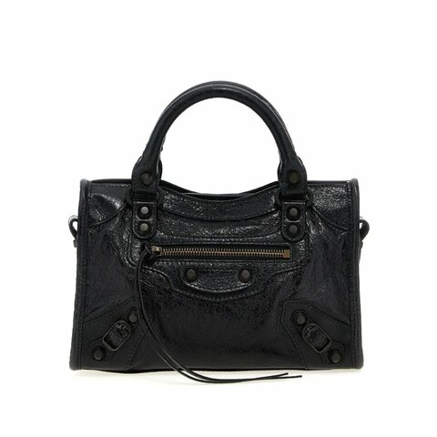 【Balenciaga 巴黎世家】Le City Mini 迷你 羊皮 手提包 肩背包 斜背包 機車包 黑色 8063952ABEK1000
