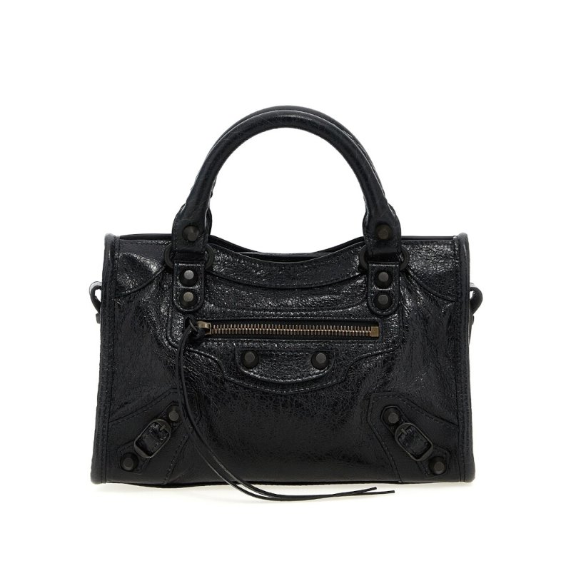 【Balenciaga 巴黎世家】Le City Mini 迷你 羊皮 手提包 肩背包 斜背包 機車包 黑色 8063952ABEK1000-0