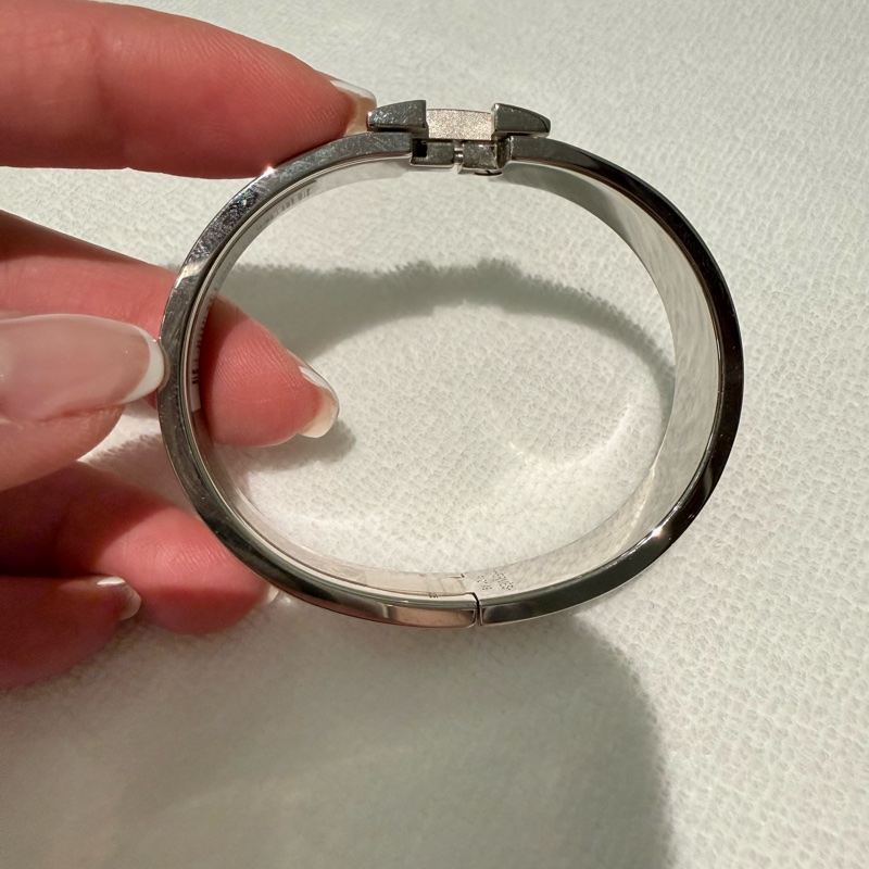 Hermes 98新 FI碼閒置 Clic H琺瑯手環 白銀 /PM-2
