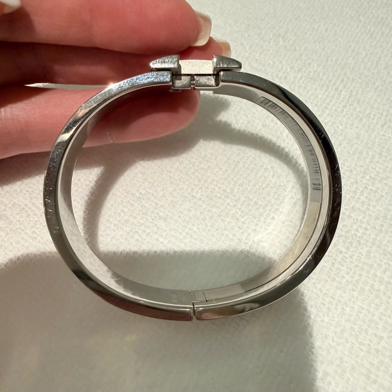 Hermes 98新 FI碼閒置 Clic H琺瑯手環 白銀 /PM-3