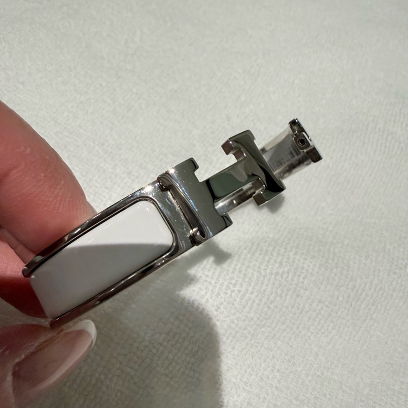 Hermes 98新 FI碼閒置 Clic H琺瑯手環 白銀 /PM-5