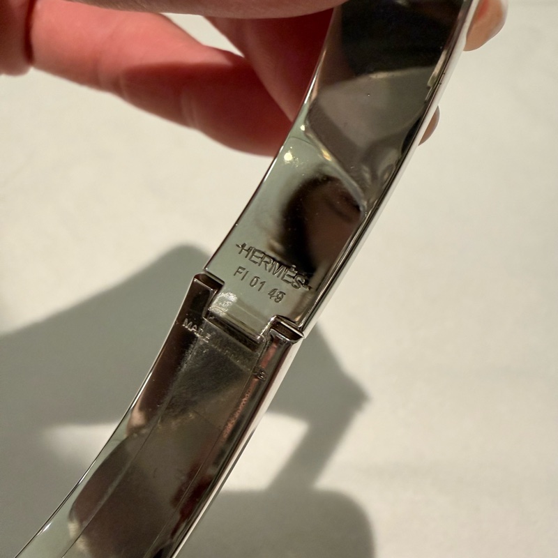 Hermes 98新 FI碼閒置 Clic H琺瑯手環 白銀 /PM-6