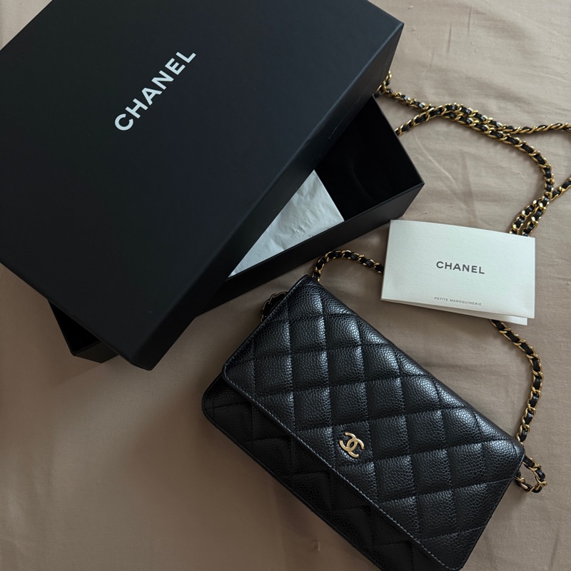 Chanel WOC黑金荔枝皮-0