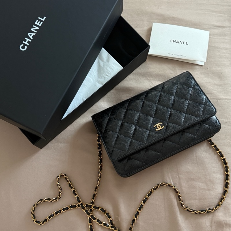 Chanel WOC黑金荔枝皮-4