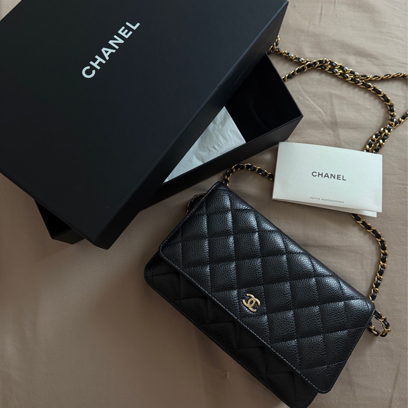 Chanel WOC黑金荔枝皮-5