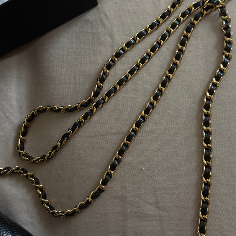 Chanel WOC黑金荔枝皮-10