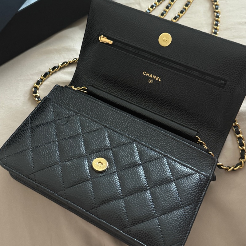Chanel WOC黑金荔枝皮-13