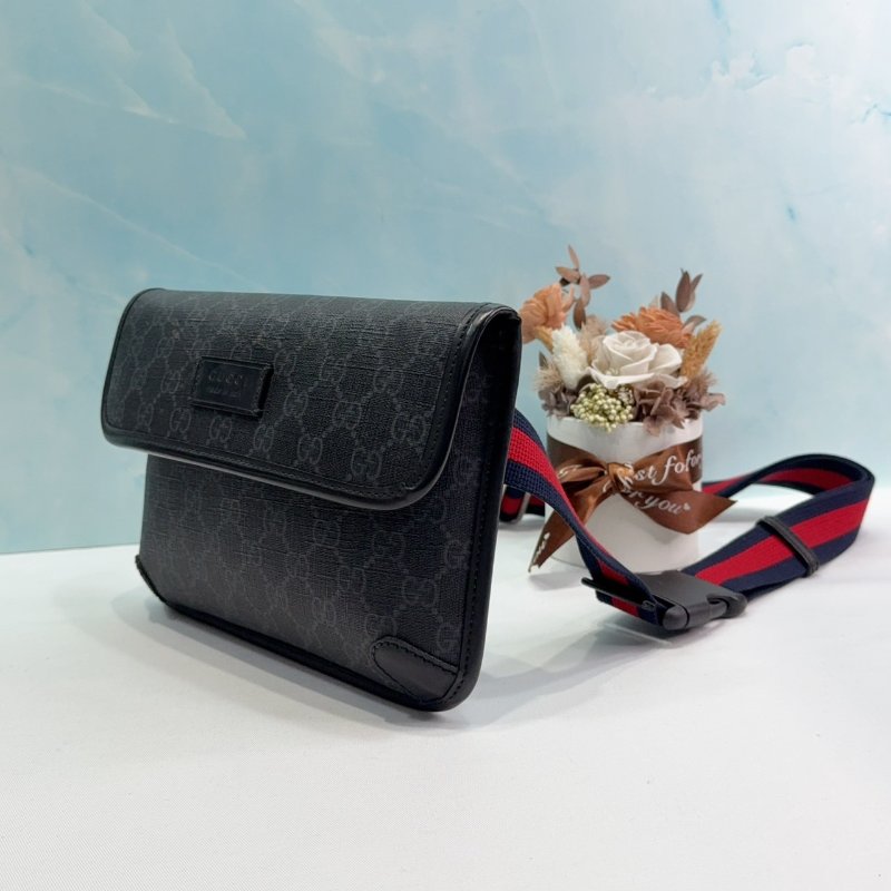 GUCCI Supreme黑花帆布胸腰包-3