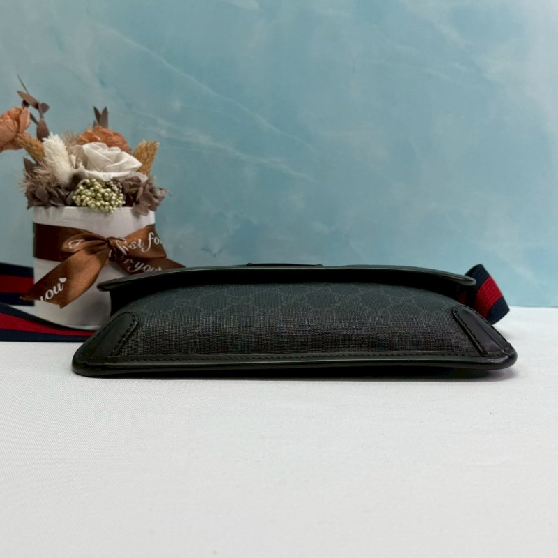 GUCCI Supreme黑花帆布胸腰包-6